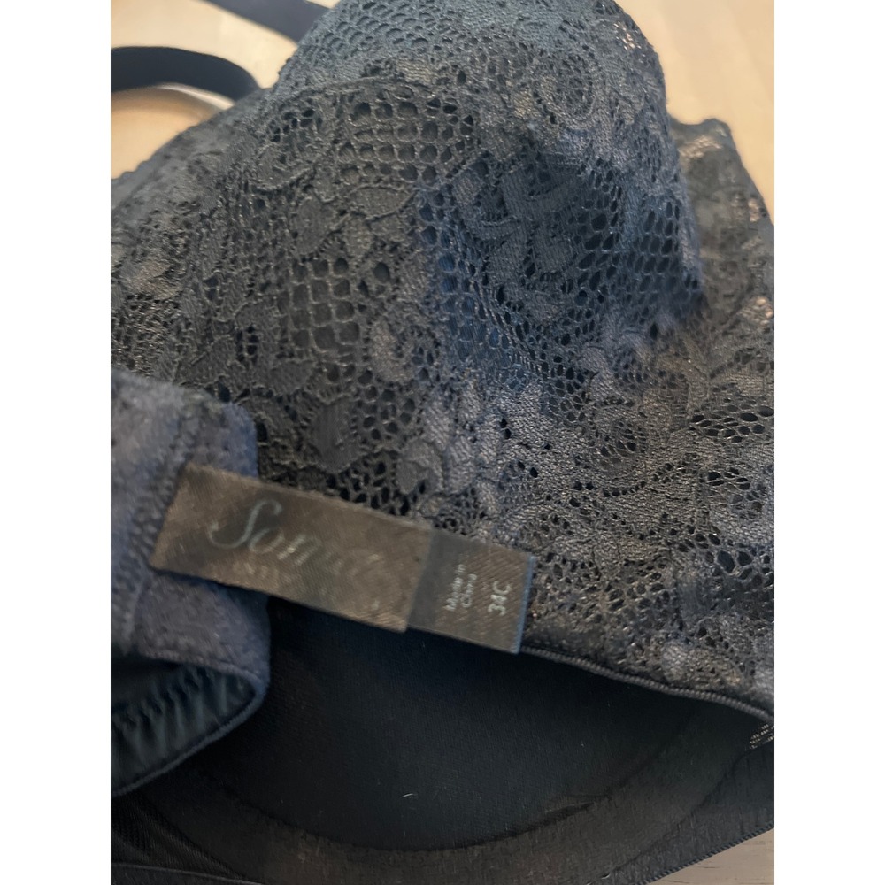 Soma Lace Bralette Black Floral Full Coverage Underwire Bra 34C